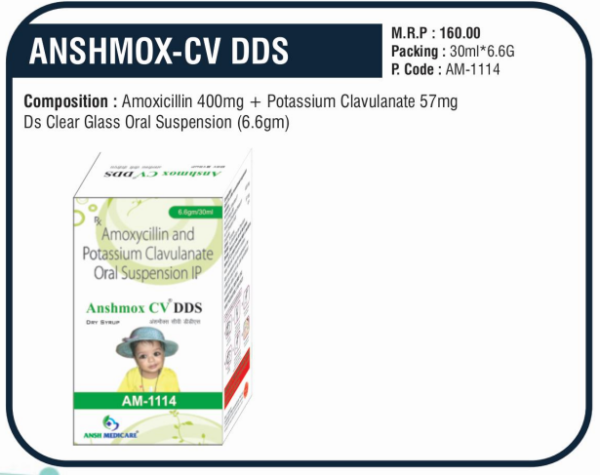 ANSHMOX-CV DDS (Amoxicillin 400mg ➕ Clavulanate 57mg)