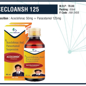 ACECLOANSH 125 60ML (Aceclofenac 50mg + Paracetamol 125mg)