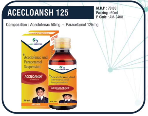 ACECLOANSH 125 60ML (Aceclofenac 50mg + Paracetamol 125mg)