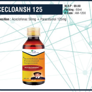 ACECLOANSH 125 60ML (Aceclofenac 50mg + Paracetamol 125mg)