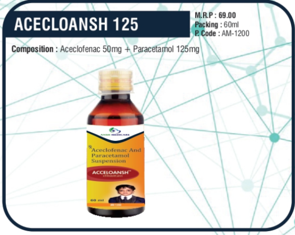 ACECLOANSH 125 60ML (Aceclofenac 50mg + Paracetamol 125mg)