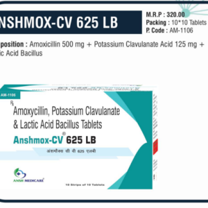 ANSHMOX-CV 625 LB (Amoxicillin 500 mg + Potassium Clavulanate 125 mg + Lactic Acid Bacillus)