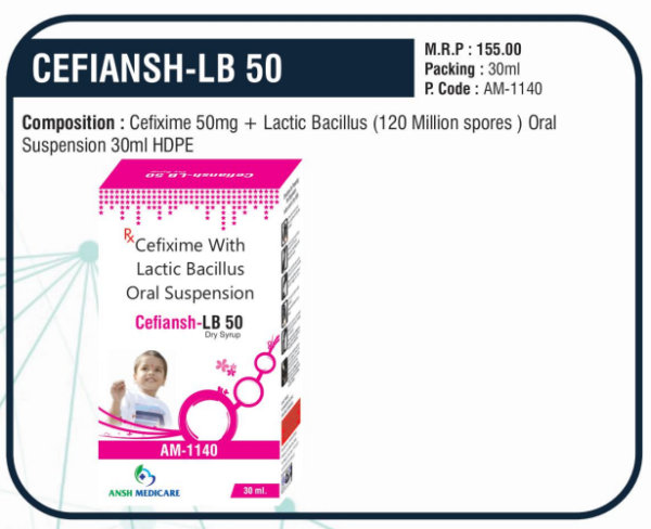 CEFIANSH-LB 50 (Cefixime 50mg ➕ Lactic Bacillus 120 Million Spores)