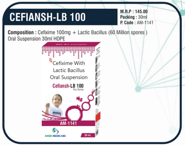 CEFIANSH-LB 100 (Cefixime 100mg ➕ Lactic Bacillus 60 Million Spores)