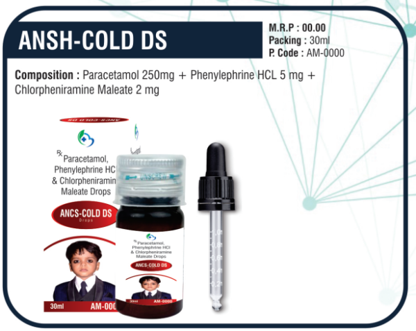 ANSH-COLD DS Drops (Paracetamol + Phenylephrine HCl + Chlorpheniramine Maleate)