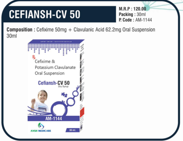 CEFIANSH-CV 50 (Cefixime 50mg ➕ Clavulanic Acid 62.2mg)