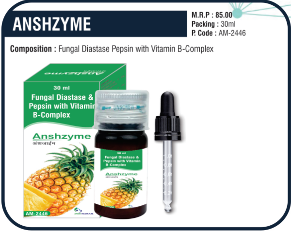 ANSHZYME Drops (Fungal Diastase + Pepsin + Vitamin B-Complex)