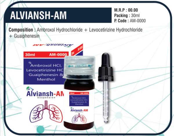 ALVIANSH-AM Suspension (Ambroxol + Levocetirizine + Guaiphenesin + Menthol)