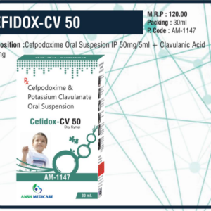CEFIDOX-CV 50 Suspension (Cefpodoxime 50mg + Clavulanic Acid 62.5mg)