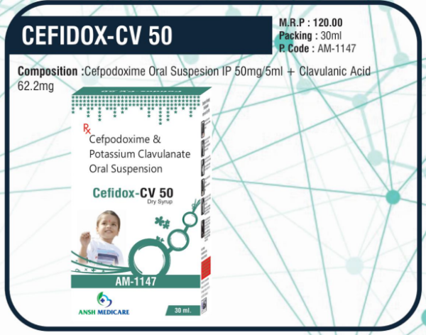 CEFIDOX-CV 50 Suspension (Cefpodoxime 50mg + Clavulanic Acid 62.5mg)