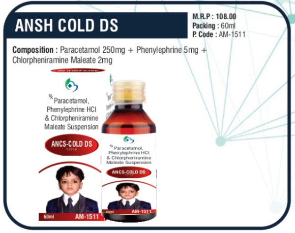 ANSH COLD DS 60ML (Paracetamol 250mg + Phenylephrine 5mg + Chlorpheniramine Maleate 2mg)
