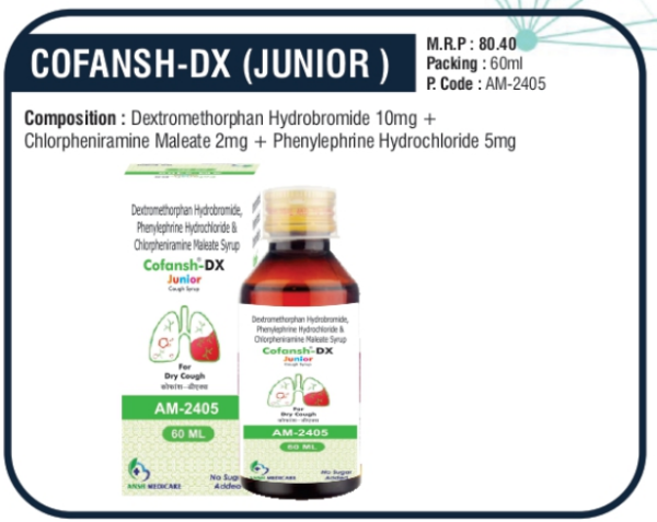 COFANSH-DX (JUNIOR) (Dextromethorphan Hydrobromide 10mg + Chlorpheniramine Maleate 2mg + Phenylephrine Hydrochloride 5mg)