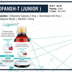 COFANSH-T (JUNIOR) (Terbutaline Sulphate 2.5mg + Bromhexine HCl 2mg + Guaiphenesin 50mg + Menthol 1.25mg)