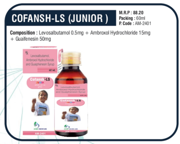 COFANSH-LS (JUNIOR) (Levosalbutamol 0.5mg + Ambroxol HCl 15mg + Guaifenesin 50mg)