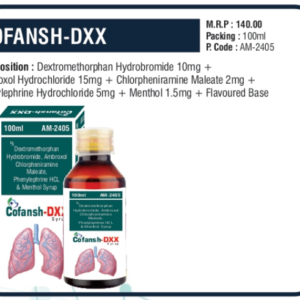 COFANSH-DXX 100ml (Dextromethorphan Hydrobromide 10mg + Ambroxol Hydrochloride 15mg + Chlorpheniramine Maleate 2mg + Phenylephrine Hydrochloride 5mg + Menthol 1.5mg + Flavoured Base)