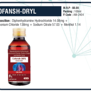 COFANSH-DRYL 100ml (Diphenhydramine Hydrochloride 14.08mg + Ammonium Chloride 138mg + Sodium Citrate 57.03mg + Menthol 1.14mg)