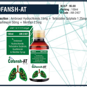 COFANSH-AT 100ml (Ambroxol Hydrochloride 15mg + Terbutaline Sulphate 1.25mg + Guaifenesin 50mg + Menthol 2.5mg)