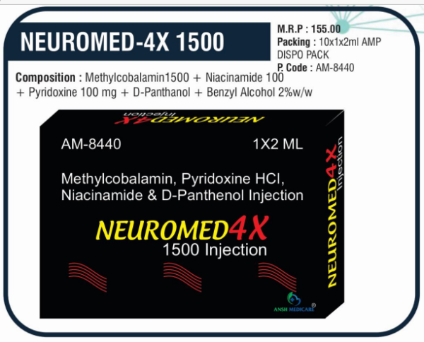Neuromed-4X 1500 (Methylcobalamin 1500mg + Niacinamide 100mg + Pyridoxine 100mg + D-Panthenol + Benzyl Alcohol 2%w/w)