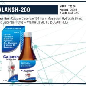CALANSH-200 (Calcium Carbonate 150 mg + Magnesium Hydroxide 25 mg + Zinc Gluconate 1.5mg + Vitamin D3 200 I.U)