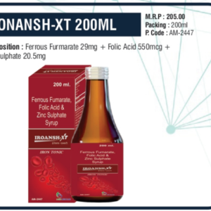IRONANSH-XT 200ML (Ferrous Fumarate 29mg + Folic Acid 550mcg + Zinc Sulphate 20.5mg)