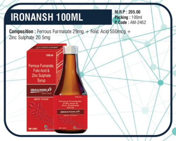 IRONANSH 100ML (Ferrous Fumarate 29mg + Folic Acid 550mcg + Zinc Sulphate 20.5mg)