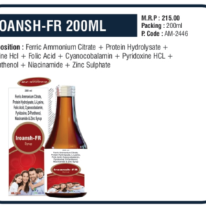 IROANSH-FR 200ML (Ferric Ammonium Citrate + Protein Hydrolysate + L-Lysine HCl + Folic Acid + Cyanocobalamin + Pyridoxine HCl + D-Panthenol + Niacinamide + Zinc Sulphate)