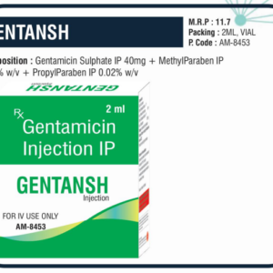 GENTANSH Injection (Gentamicin Sulphate 40mg + Methyl Paraben 0.18% w/v + Propyl Paraben 0.02% w/v)