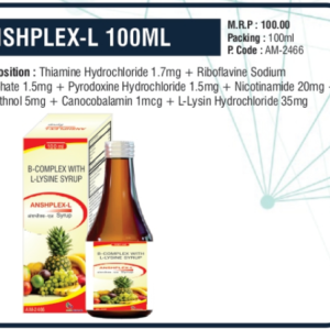 ANSHPLEX-L (Thiamine Hydrochloride 1.7mg + Riboflavine Sodium Phosphate 1.5mg + Pyridoxine Hydrochloride 1.5mg + Nicotinamide 20mg + D-Panthenol 5mg + Cyanocobalamin 1mcg + L-Lysine Hydrochloride 35mg)