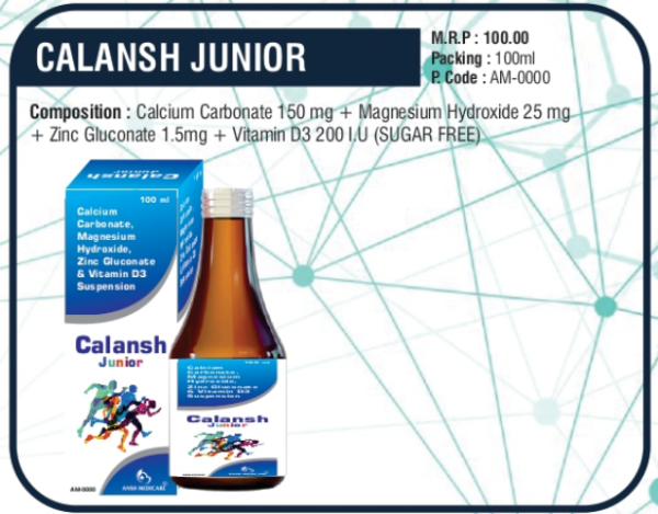 CALANSH JUNIOR (Calcium Carbonate, Magnesium Hydroxide, Zinc Gluconate & Vitamin D3) 🌟