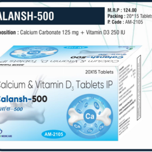 CALANSH-500 (Calcium Carbonate 125mg + Vitamin D3 250 IU)