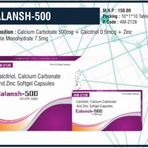 CALANSH-500 (Calcium Carbonate 500mg + Calcitriol 0.5mcg + Zinc Sulphate Monohydrate 7.5mg)