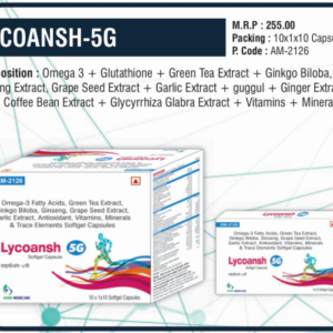 LYCOANSH-5G 🌟 (Omega-3 + Glutathione + Green Tea Extract + Ginkgo Biloba + Ginseng Extract + Grape Seed Extract + Garlic Extract + Guggul + Ginger Extract + Green Coffee Bean Extract + Glycyrrhiza Glabra Extract + Vitamins + Minerals)